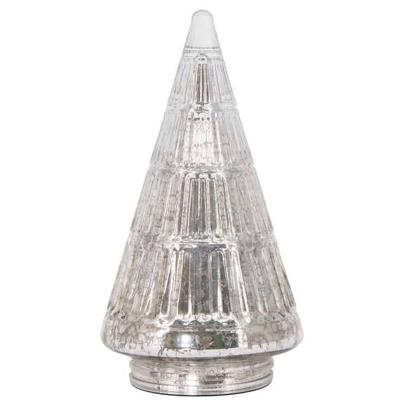 My Texas House Glass Tree Christmas Decoration, Silver, 8.5"