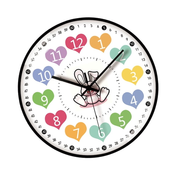 8Inch Kids Wall Clock Early Learning Time Management Quiet Telling Time Teaching Clock For Bedrooms Classrooms