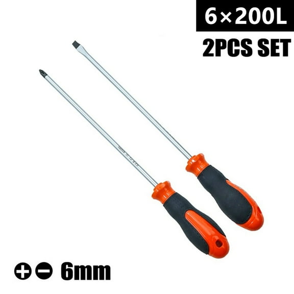 8Inch Long Slotted Cross Screwdriver Magnetic Screwdriver with Rubber Handle