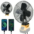 thumbnail image 1 of 8Inch Portable Cordless Jobsite Fan for Dewalt 20V, Battery-Powered Brushless Motor, 2 USB Charging Ports (Battery Not Included), 1 of 9