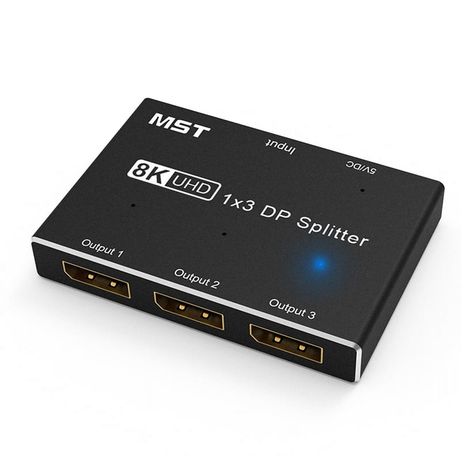8K 1X3 DP Splitter 8K60Hz 4K120Hzz Hub Multi Monitor Splitter with Extended Display and Mirror