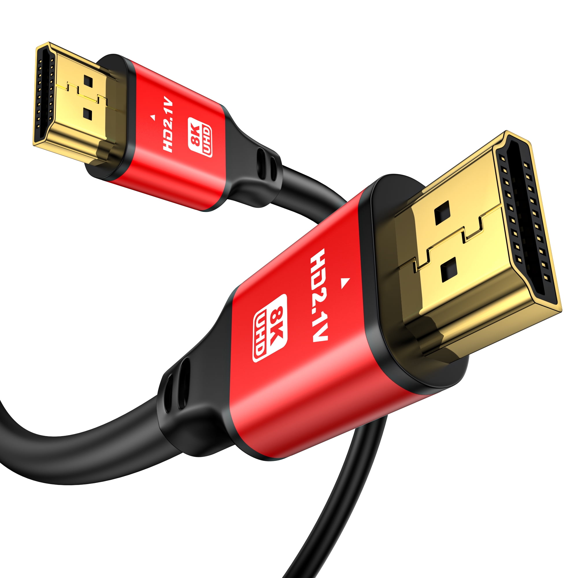 Jorenca 6FT HDMI 2.1 Cable 8K60Hz 4K120Hz, 48Gbps Ultra High Speed HDMI Cable with Gold Plated Connectors, Red Aluminum Housing, for PS5, Xbox Series X, 4K TV, Gaming Monitor, Soundbar, Wall Mount TV