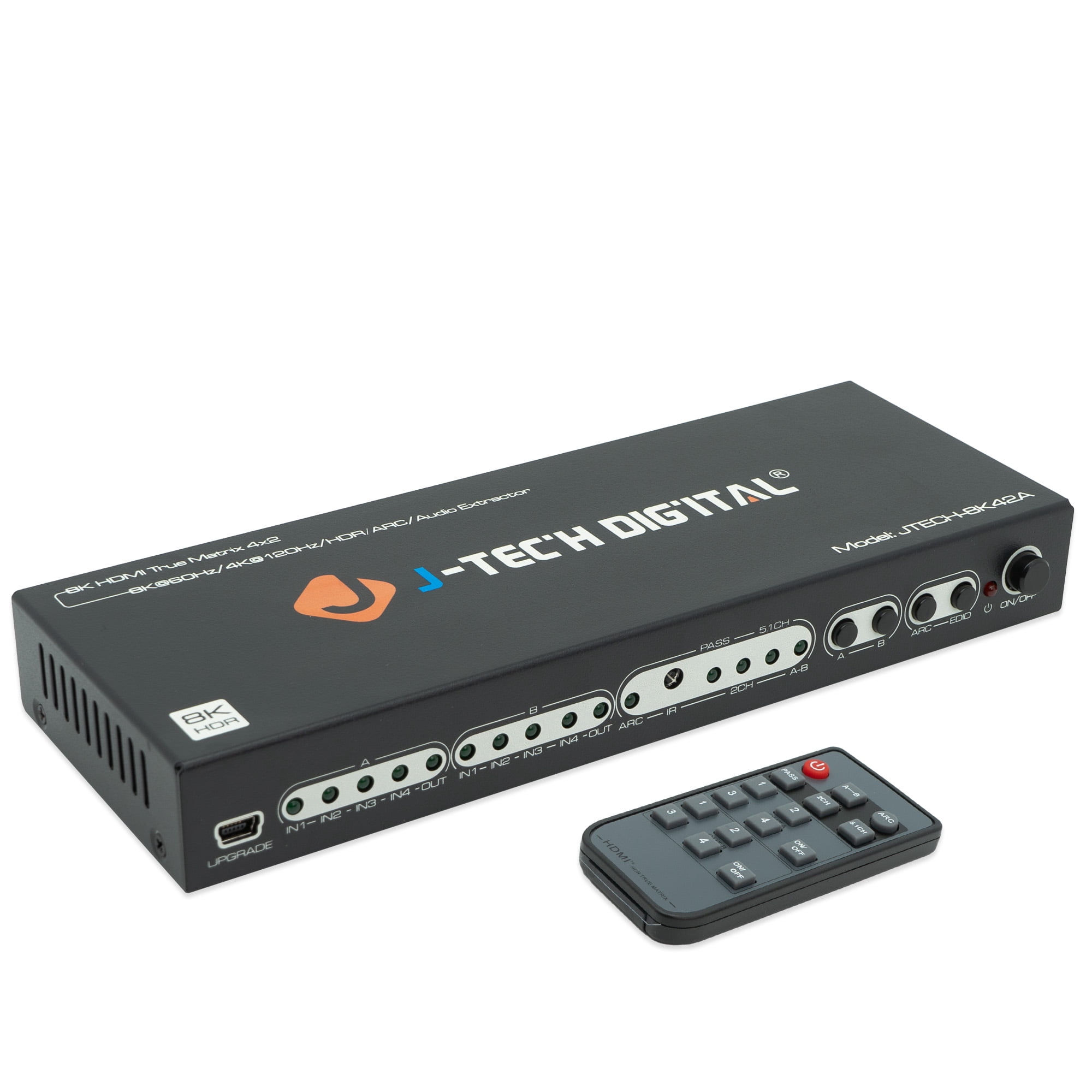 Extractor Remote Switch 8K 4x2 HDMI Matrix Switch w/ Audio Extractor | 8K@60Hz 4K@120Hz HDR ...
