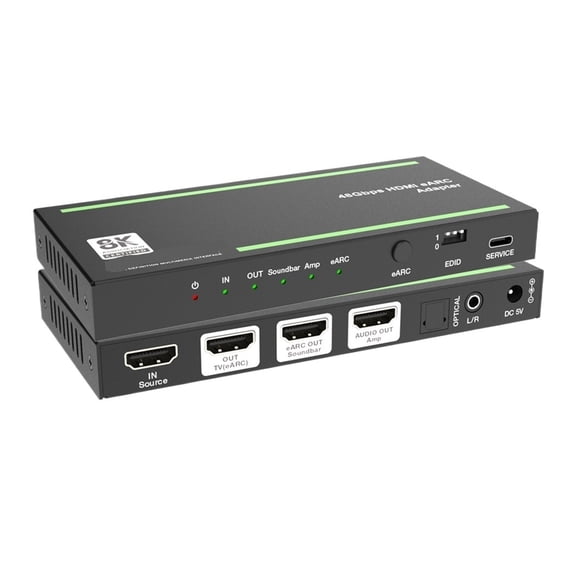8K 60Hz 4K 120Hz eARC Extractor, 48Gbps Ultra HD Video Splitter