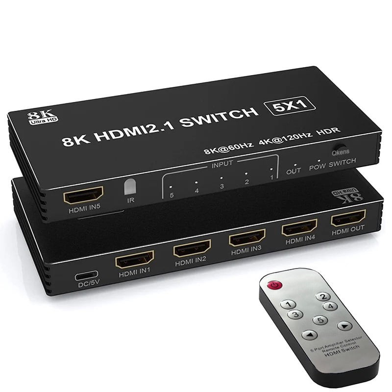 8K 60Hz HDMI2.1 3x1 4x1 5x1 Switch 4K 120Hz HDMI Switch HDR 3 4 5 in 1 Out Audio Video Converter for Xbox PS5 PC To TV Projector