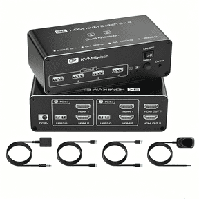 MIZUSO 8K@60Hz Hdmi Kvm Switch, For 2 Pcs And 2 Monitors, Supports Mirror & Extend Modes, Built With Usb 3.0 Ports, Includes Usb 3.0 Cable And Wired Controller