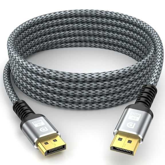 8K DP Cable 20FT,DisplayPort Cable 1.4 (8K@60Hz,4K@144Hz,2K@240Hz),HBR3 Support 32.4Gbps,Gold Plated Connector,High Refresh Rate for Gaming Monitor,HDR,FreeSync G-Sync,Graphics Card,PC