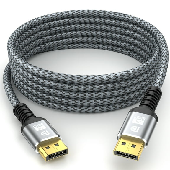 8K DP Cable 25FT,DisplayPort Cable 1.4 (8K@60Hz,4K@144Hz,2K@240Hz),HBR3 Support 32.4Gbps,Gold Plated Connector,High Refresh Rate for Gaming Monitor,HDR,FreeSync G-Sync,Graphics Card,PC