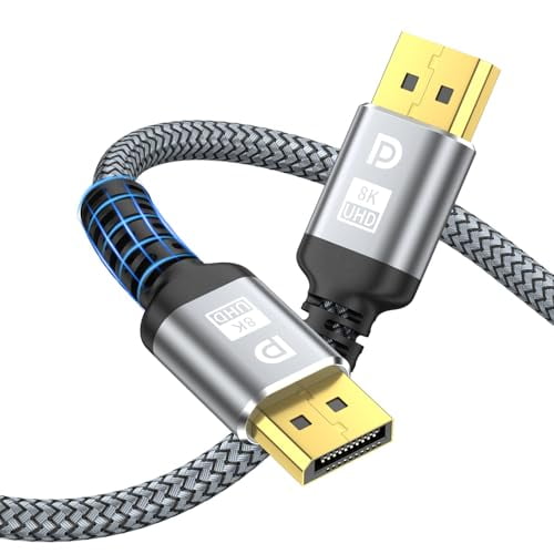 8K DisplayPort Cable,DP 1.4 Cable 10ft(8K@60Hz,4K@144Hz,2K@240Hz) Support 32.4Gbps,Gold Plated Connector,High Refresh Rate for Gaming Monitor,HDR,FreeSync G-Sync,Graphics Card,PC