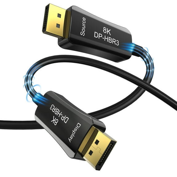 8K DisplayPort DP1.4 Optical Fiber Cable 100FT, Slim and Flexible DP to DP Cable 8K@60Hz 4K@144Hz High Speed 32.4Gbps Support HBR3, DSC 1.2,HDR10, Compatible with Graphics Card, Projector, Monitor