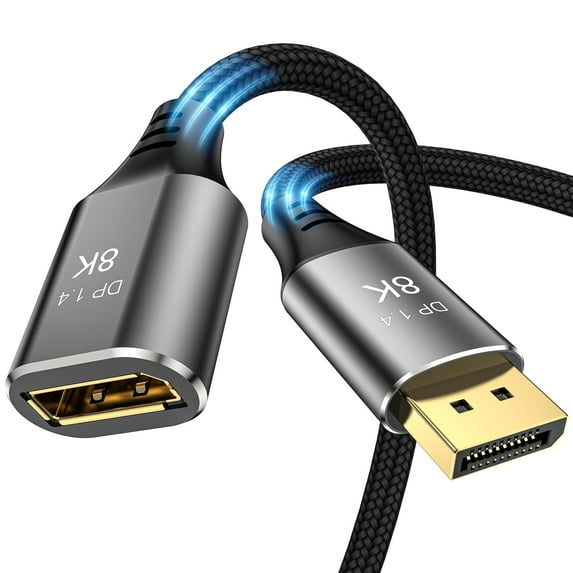8K DisplayPort Extension Cable DisplayPort 1.4 Male to Female Extend Cable, Braided DP to DP Extended Cord, Supports 8K@60Hz,4K@120Hz