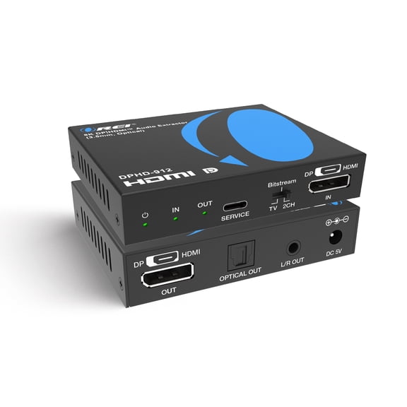 8K DisplayPort and HDMI Audio Extractor with Optical and 3.5mm Output (DPHD-912)