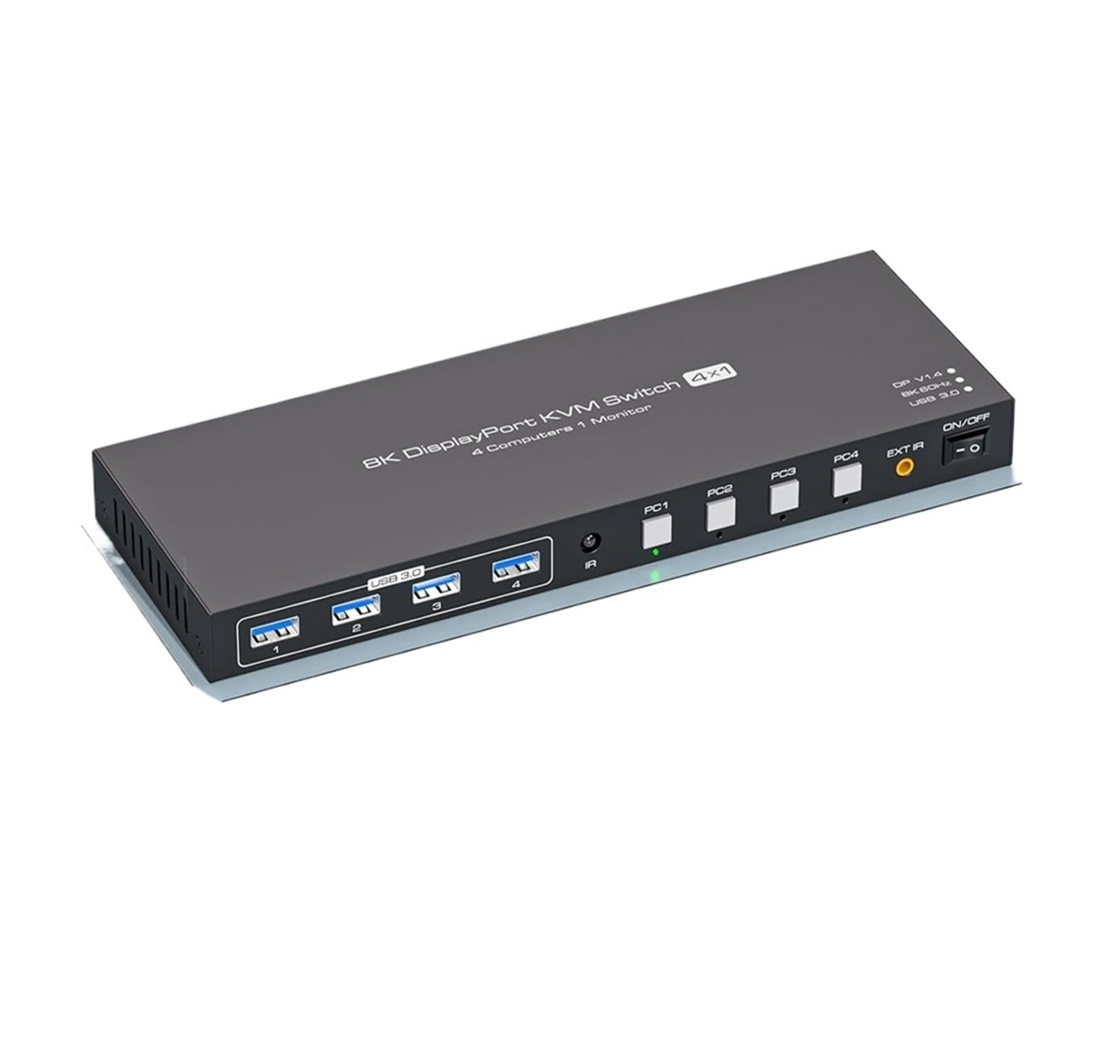 8K Displayport KVM Switch 1 Monitors 4 Computers 4K 144Hz 4x1 DP USB 3.0 KVM Switch