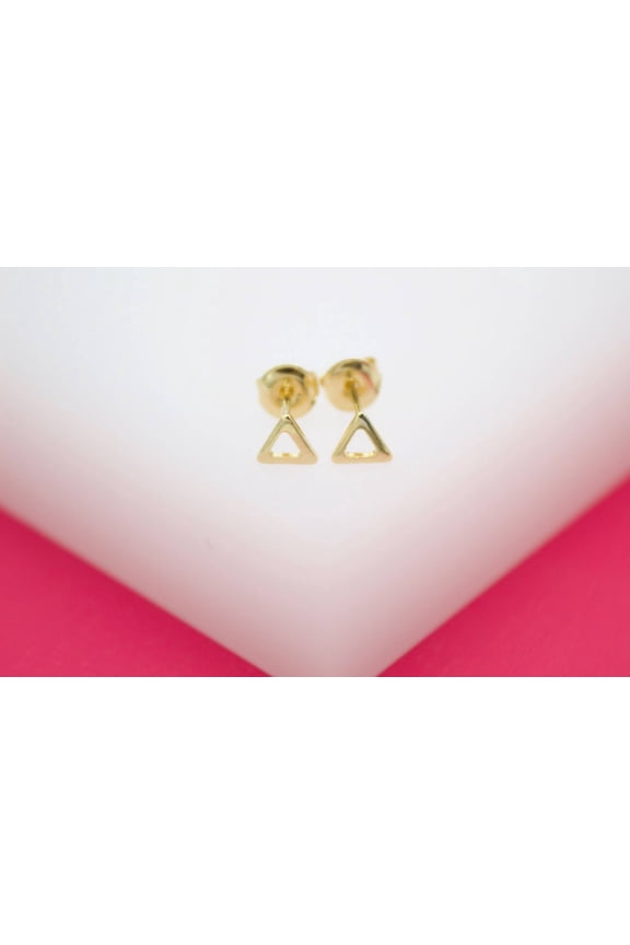 8K Gold Filled Triangle Stud Earrings (L8)(L6)(L12)