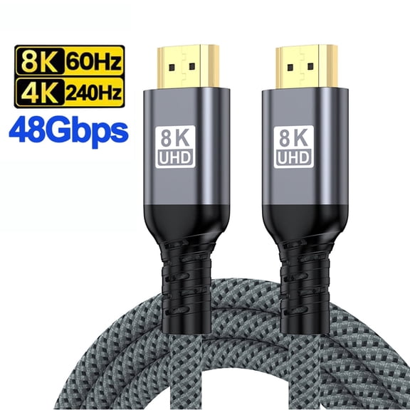 8K HDMI Cable 2.1, 1M/3.3FT Ultra High Speed 48Gbps (8K@60Hz 7680x4320, 4K@120Hz) Braided Cord, Supports Dynamic HDR 10 eARC 3D, Dolby Atmos Compatible with Roku TV/PS5/HDTV/Xbox/Laptop