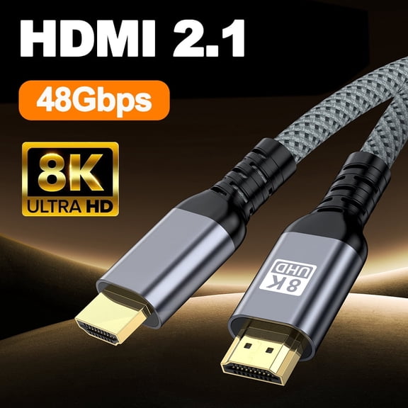 8K HDMI Cable 2.1, 2M/6.6FT Ultra High Speed 48Gbps (8K@60Hz 7680x4320, 4K@120Hz) Braided Cord, Supports Dynamic HDR 10 eARC 3D, Dolby Atmos Compatible with Roku TV/PS5/HDTV/Xbox/Laptop/Projector