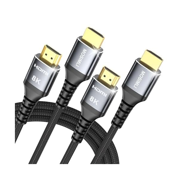 8K HDMI Cable 3FT 2-Pack, High Speed 48Gbps HDMI 2.1 Cord for Neat, Support HDR10+, SBTM, QMS, CEC, HDCP 2.3 for TV, Monitor, Computer, Laptop, HDMI Switch, HDMI Splitter, HUB, KVM, Projector