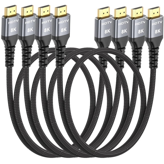 8K HDMI Cable 3FT 4-Pack, High Speed 48Gbps 2.1 Cord for Neat, Support HDR10+, SB, QMS, CEC, HDCP 2.3 TV, Monitor, Computer, Laptop, Switch, Splitter, HUB, KVM, Projector