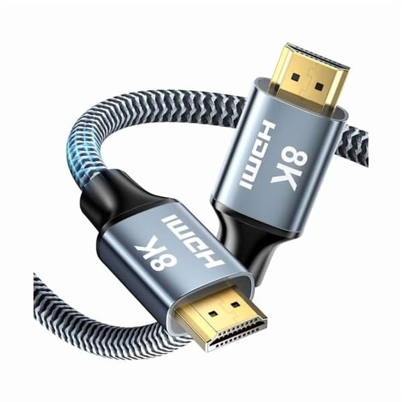 8K HDMI Cable 6 ft, 48Gbps High Speed HDMI 2.1 Cable, Braided HDMI Cable 2.1 8K 60Hz 4K 120Hz Support for HDR eARC HDCP 2.2/2.3, HDMI Cord Compatible with HDTV, Laptop, Monitor, PC