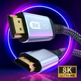 thumbnail image 1 of 8K HDMI Cable HDMI 2.1 High Speed Cord 8K@60Hz 4K@120Hz Ultra HD HDMI to HDMI Cord Braided  Compatible with HDTV PS4 PS5 (2m), 1 of 6