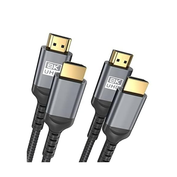 8K HDMI Cable, Ultra 48Gbps High Speed 12 FT HDMI Cable, 12 Foot hdmi Cable -4K@120Hz 8K@120Hz, eARC, HDR10, DTS:X, HDCP 2.2 & 2.3, Compatible with PS4/5,Blu-ray, Monitor,PCGrey,2 Pack