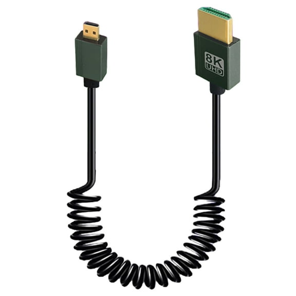 8K HDMI-Compatible To HDMI-Compatible Coiled Cable 48Gbps HDMI-Compatible To Mini/Micro HD Cable for Camera/Camcorder/PC/Monitor