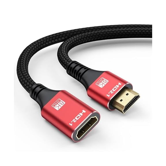 8K HDMI Extension Cable 6FT HDMI Extender 2.1, HDMI Male to Female Adapter Extension Cord 8K@60Hz, 4K@120Hz, 2K, 3D, HDR Compatible with Roku TV Stick, HDTV, PS5/PS4, Laptop, Monitor, Projector, PC