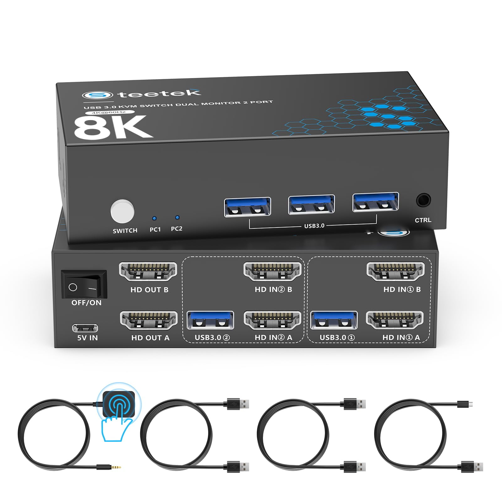 HDMI KVM Switch 2 Port, MT-VIKI 4K@30Hz KVM Switch For 2 Computers - View #9