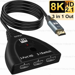 8K HDMI Switch 3-Port, KSRplayer 4K@120Hz/8K@60Hz,3 in 1 Out, HDMI 2.1 Splitter with 1.64ft Cable, HDMI Switcher Selector Box for PS5 PS4 Roku Xbox TV Monitor,VRR ALLM HDR Support