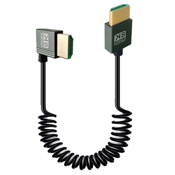 8K Short HDMIcompatible to HDMIcompatible Coiled Cable, 48Gbps Fast Speed Male to Male 8K HDMIcompatible 2.1 Supports 8K@60Hz 4K@120Hz for Camera