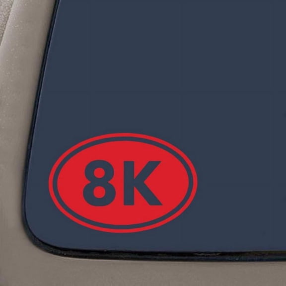 8K Vinyl Decal | 5.25-Inches By 3.5-Inches | Red | Car Truck Van SUV Laptop Macbook Wall Decals