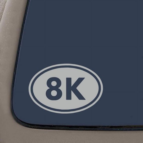 8K Vinyl Decal | 5.25-Inches By 3.5-Inches | Silver | Car Truck Van SUV Laptop Macbook Wall Decals