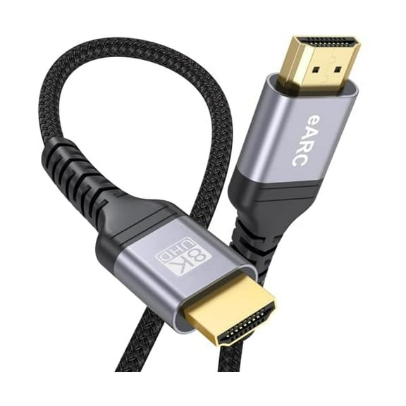 8K eARC HDMI Cable 6.6FT, HDMI ARC/eARC Cable for Soundbar to TV 48Gbps Ultra High Speed HDMI 2.1 Cord Dolby Atmos 8K@60Hz, 4K@120Hz HDR10+ 3D HDCP2.2&2.3 for Vizio Sono Samsung Bose Soundbar