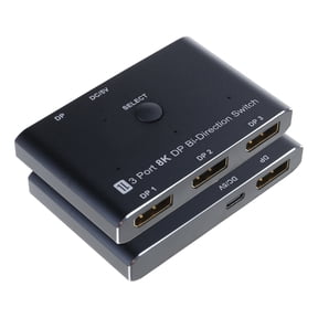 3 In 1 Out Adapter 8K30Hz, 4K144Hz Video Output, 3 Way DP1.4 Switcher Switching Box