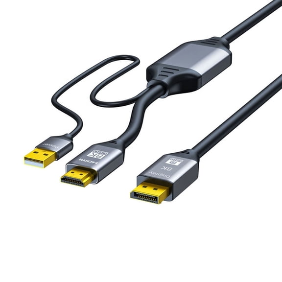 8K30hz HDMI--compatible to DisplayPort Adapter Cable USB Powered for High-Quality Video Conversion Connect or Cord