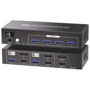 8K60Hz 4K120Hz HDMI DP KVM Switch 2 Monitors 2 Computers, Dual Monitor HDMI Displayport KVM Switch  USB 3.0, Two Switching Methods, 8K High-Resolution Support