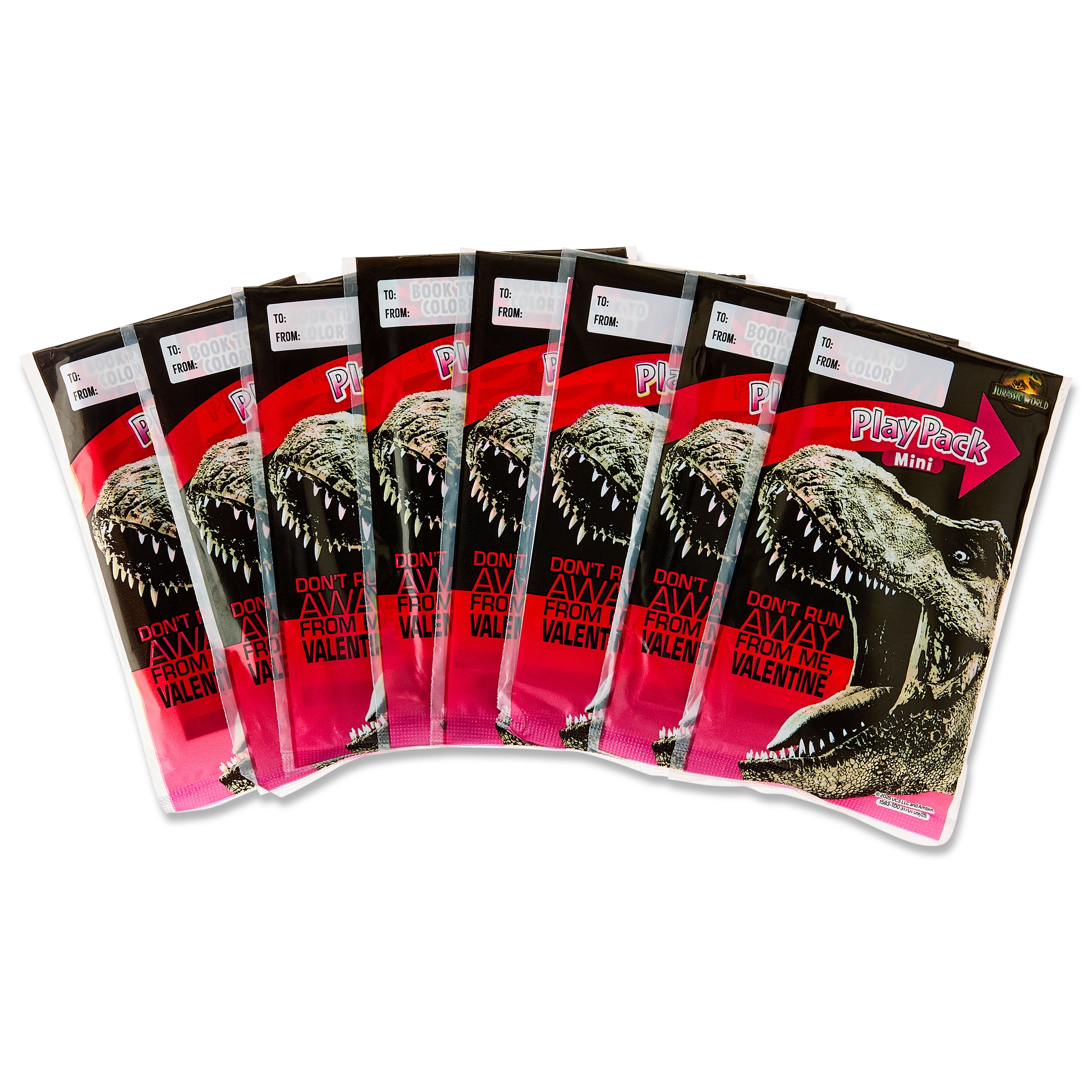 Jurassic World Dinosaur 8 Count Mini Play Pack with Small Coloring Book and Crayons, Valentine's Day Greeting Cards