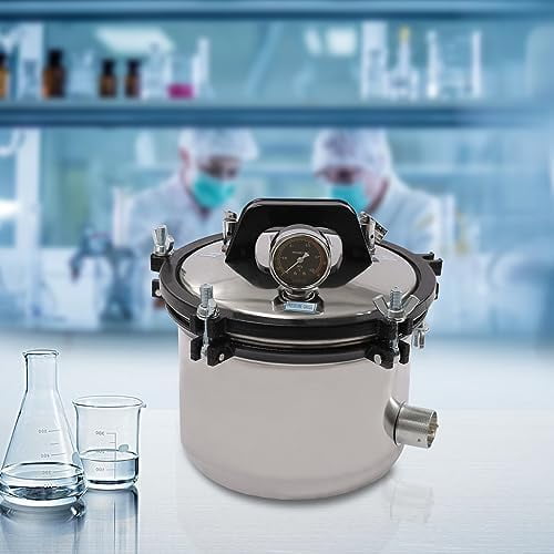 8L/2.11Gal Portable Steam Autoclave Sterlzer, 110V 264.2High Temperature Autoclave Machine with Pot Lid and Wing Wrench, Stainless Steel High Pressure Steam Cleaning Machine for Laboratory, Home