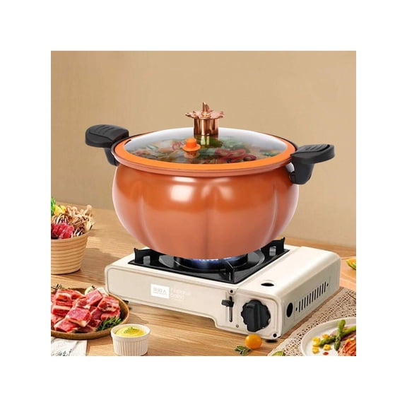 8L/2.11Gal Pumpkin Micro Pressure Cooker, Miniature Pressure Cooker, Pumpkin-Shaped Non-Stick, Family Kitchen Cooking Pot For Open Flame And Gas Stoves, Modern Kitchenware For Home Use
