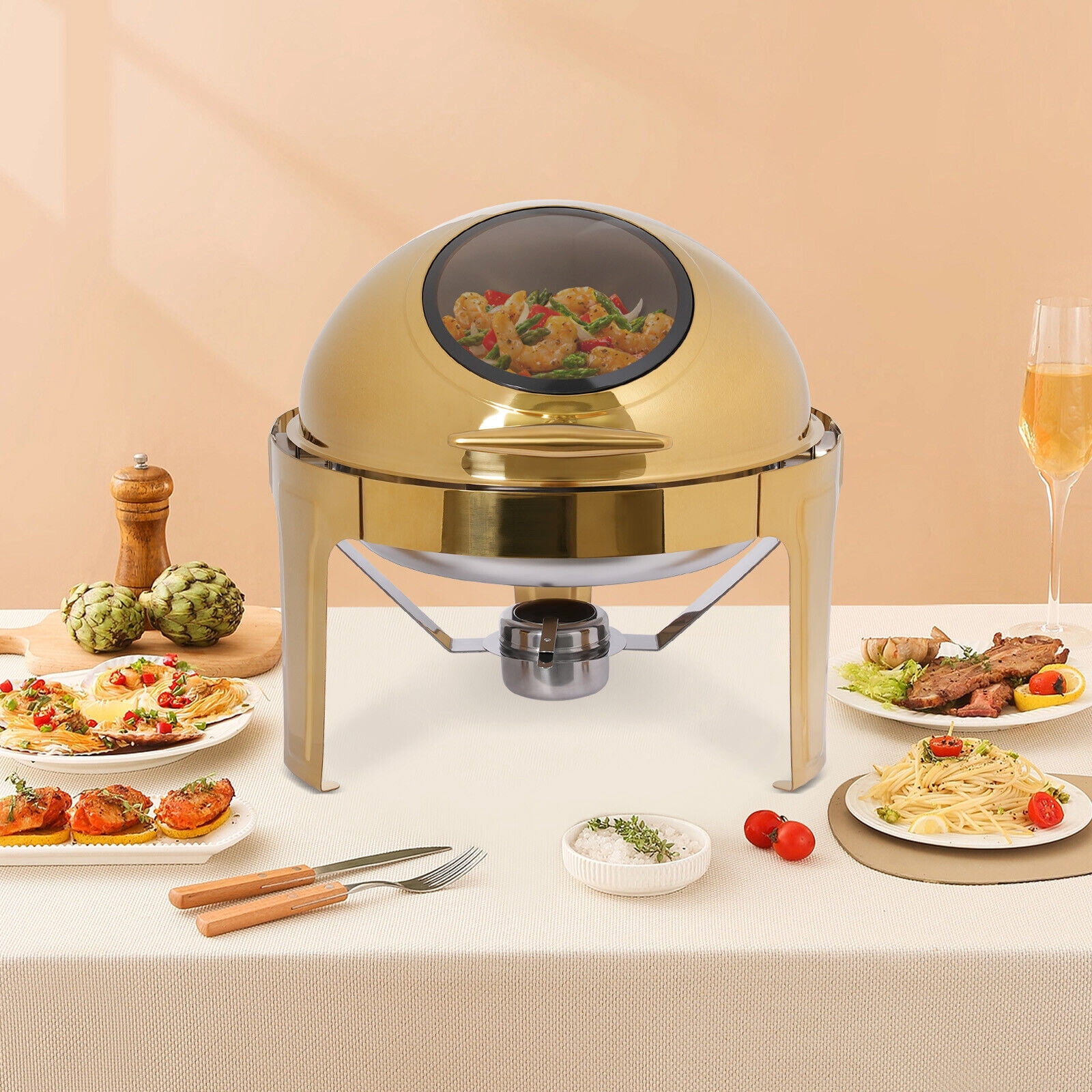 8L/8.45qt Round Chafing Dish Stainless Steel Chafer Buffet Catering ...