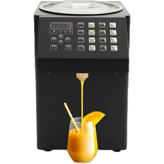 8L Automatic Fructose Dispenser 200W Stainless Steel Syrup Dispenser 2.1 Galon Fructose Quantitative Machine with 16 Memory Buttons for Bubble Tea Coffee Shop, Constant Temperature