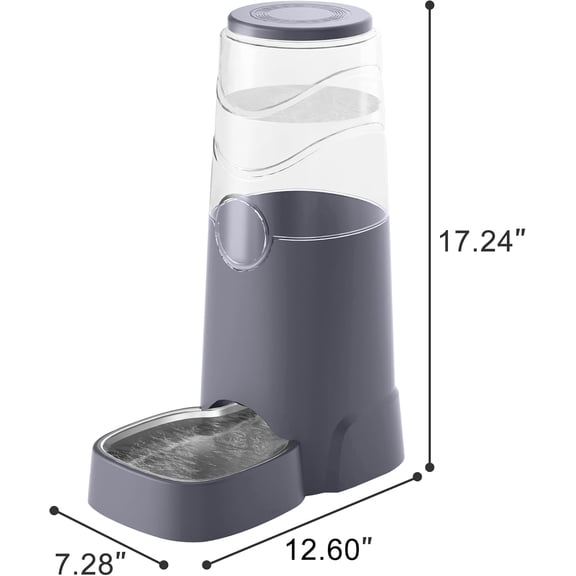 8L Automatic Gravity Pet Waterer with Stainless Steel Bowl for Cats and Dogs