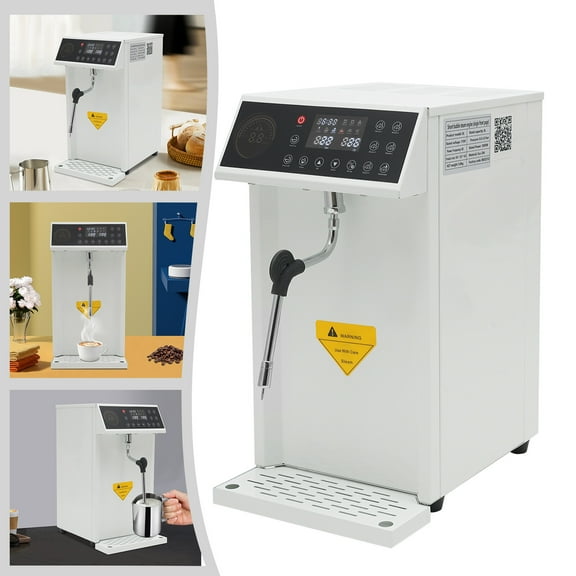 8L Commercial Smart Bubble Steam Milk Frother Coffee Foam Maker 0-2 Bar 3000W for Milk Tea Shops, Bars, Cafes, Drink Shops