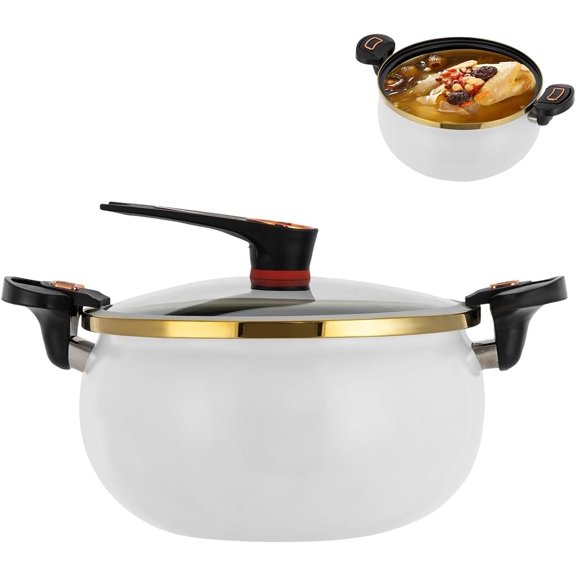 8L Cooker, Non-Stick Pot Multi-Function Cooking Pot for Induction Cookers, Gas Cookers, Electric Ceramic Stoves, Halogen Stoves (White)