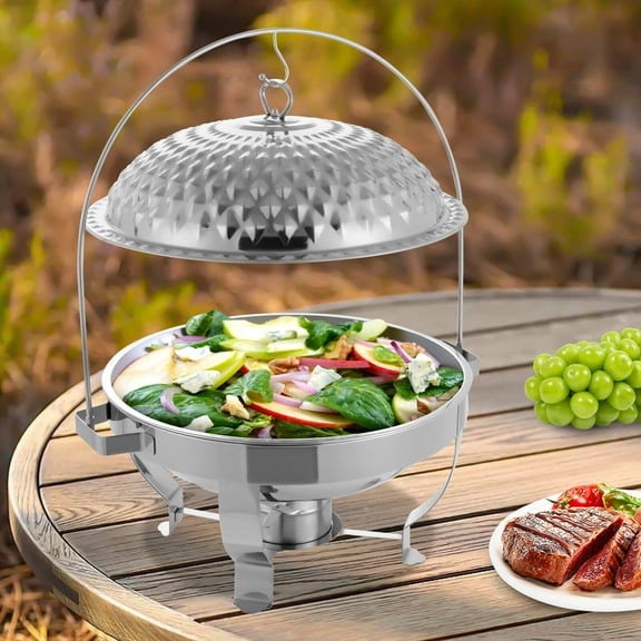 8L Diamond-Shaped Lid Alcohol Burner Stove, 8.5QT Stainless Steel Buffet Warmer, Large Capacity with Detachable Design for Family Gatherings, Banquets & More