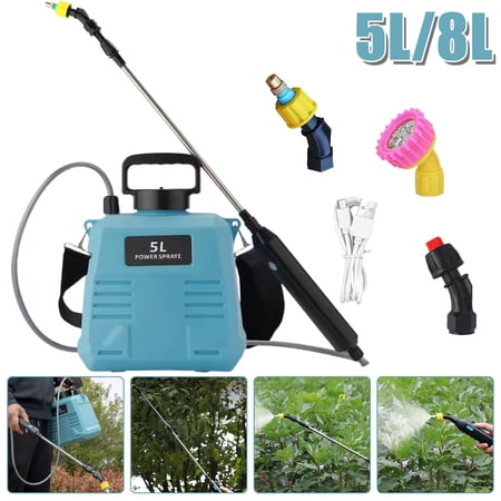 8L Electric Backpack Sprayer, Rechargeable Battery Powered Garden Sprayer with 4 Adjustable Nozzles & Telescopic Wand for Weeding, Watering & Cleaning