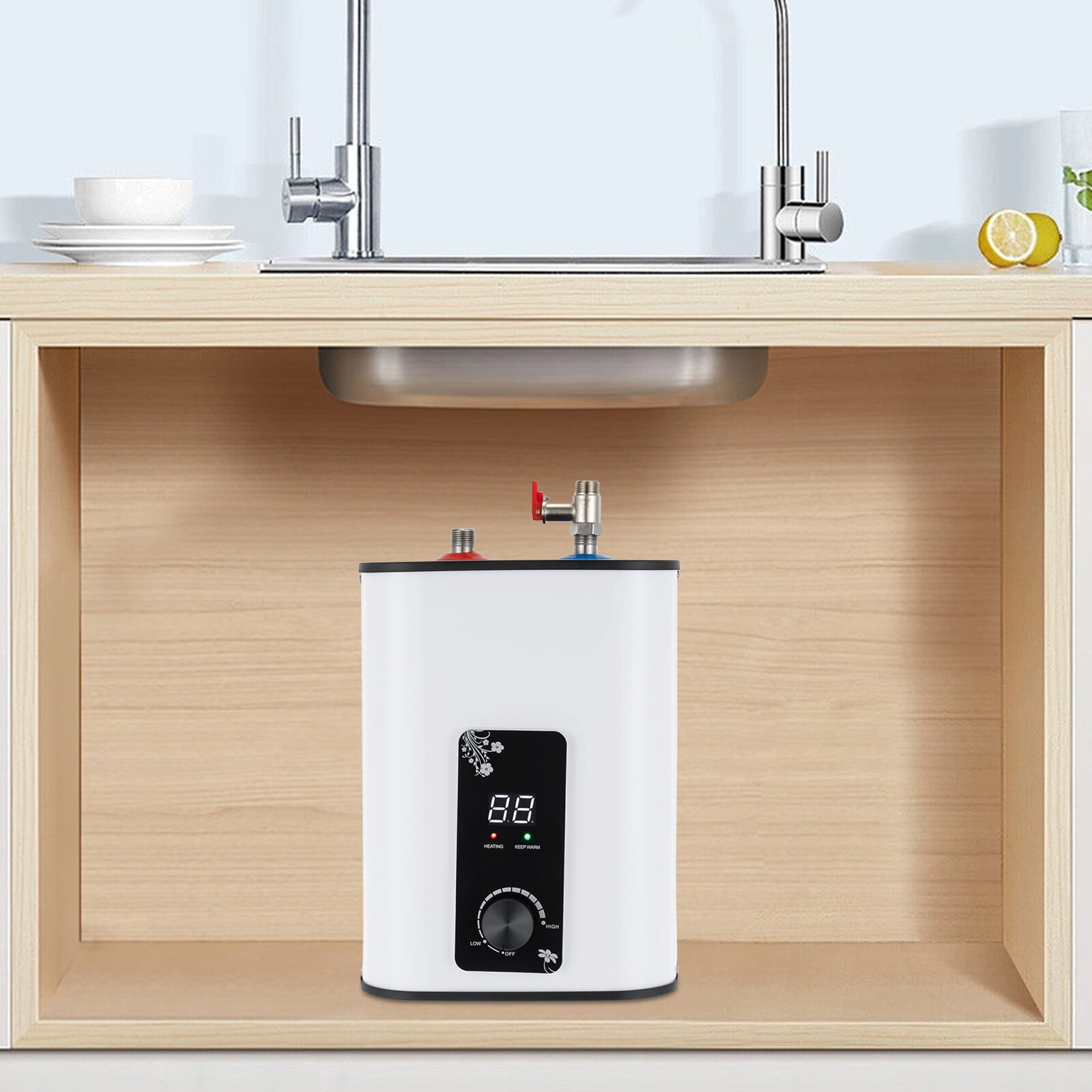 8L Electric Mini Tank Water Heater Rectangle Instant Hot Water Heater 1500W