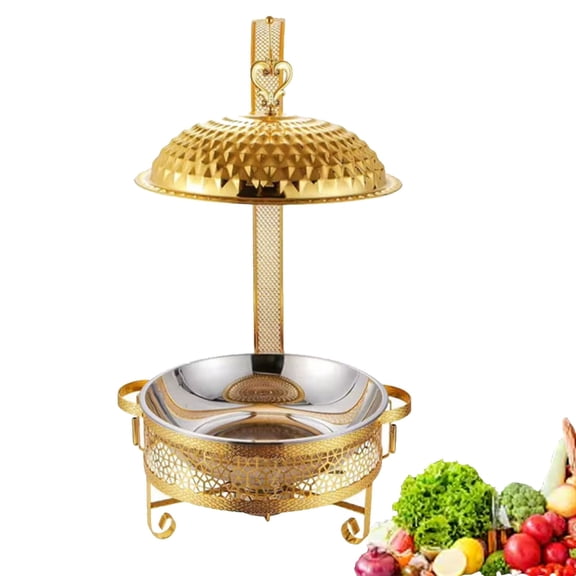 8L Hanging Lid Dining Stove, Gold Chafing Dish Buffet Set, with Detachable Cover And Bracket for Food Service