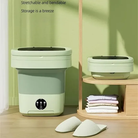 Chumajor 11L High Capacity Portable Foldable Mini Washing Machine - 3 Modes for Deep Cleaning, Electric laundry, Half Automatic with Soft Spin Dry, Ideal for RV Travel and Camping, Green