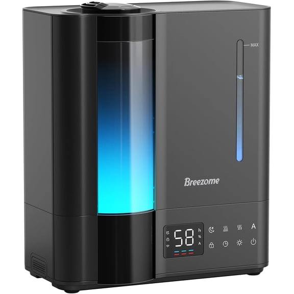8L Humidifiers for Bedroom, Warm & l Mist for Large Room Home, Top Fill Ultrasonic Humidifier, Humidity Sensor, Essential Oil, 60H Runtime, Quiet for Baby, Plants, Fast Relief